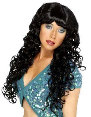 Ladies Black Siren Fancy Dress Wig